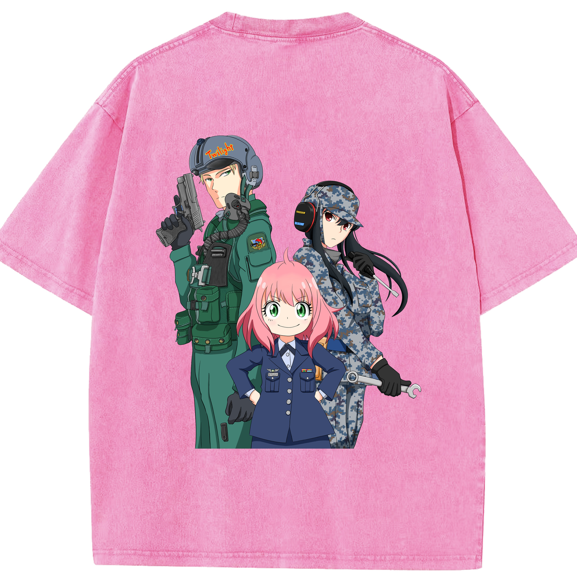 （画像用） SPY×FAMILY间谍家家酒 綿100% ヴィンテージ風 半袖Tシャツ（背面プリント）